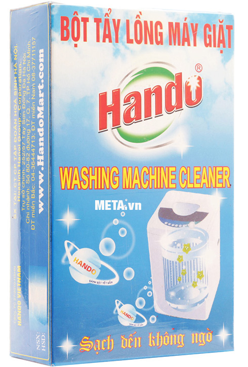 Bột tẩy vệ sinh lồng máy giặt Hando với vỏ hộp bắt mắt.