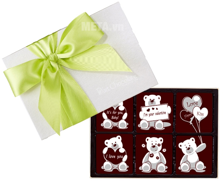 Hộp socola Valentine D'art Chocolate V17-25 in hình gấu mang thông điệp đầy lãng mạn