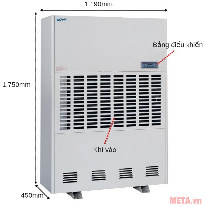 Máy hút ẩm công nghiệp FujiE HM-6480EB có công suất hút ẩm 480 lít/ngày