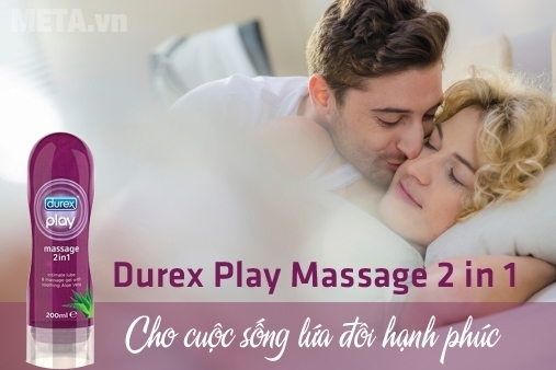 Gel bôi trơn âm đạo Durex Play Massage 2 in 1 vừa dùng để bôi trơn âm đạo vừa dùng để massage toàn thân.