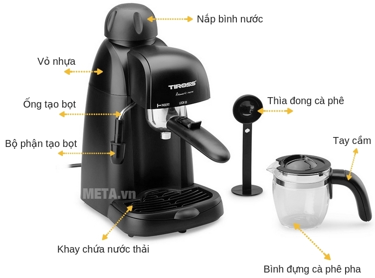 Cấu tạo của máy pha cà phê Espresso Tiross TS620