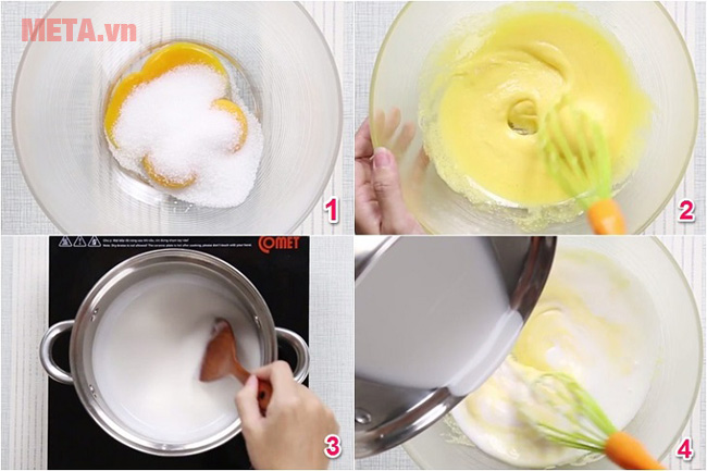 Đánh trứng nhuyễn đều bằng máy đánh trứng