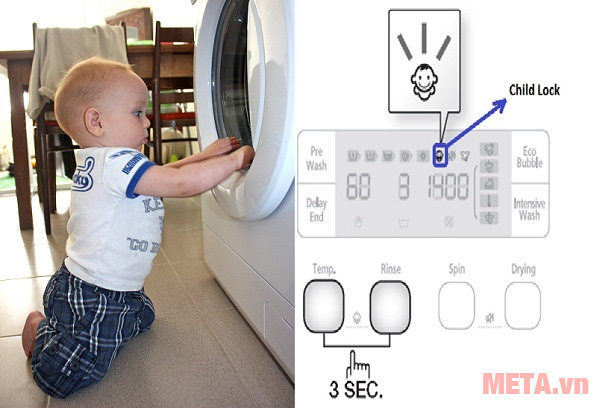 Nên dùng máy giặt có chế độ giặt quần áo trẻ em