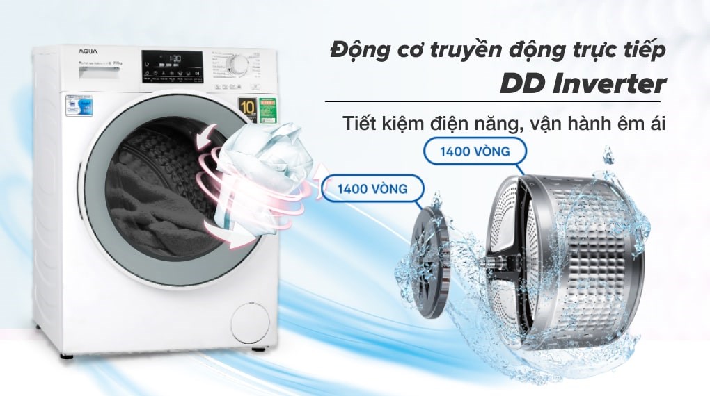 Công nghệ truyền động trực tiếp DD Inverter trên máy giặt Aqua