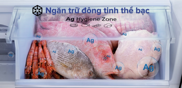 Ngăn trữ đông tinh thể bạc Ag Hygience Zone hạn chế lẫn mùi thực phẩm