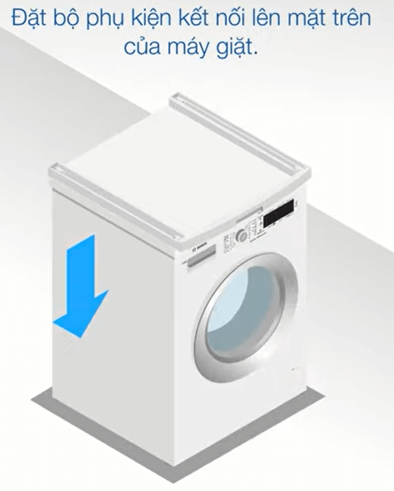 Đặt bộ phụ kiện kết nối lên mặt trên của máy giặt.