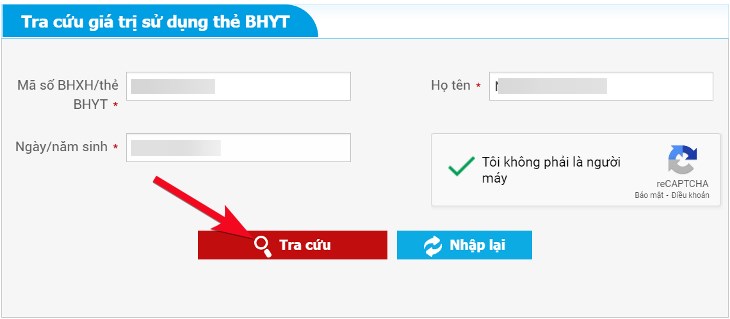 Truy cập tra cứu từ trang Tra cứu giá trị sử dụng thẻ BHYT