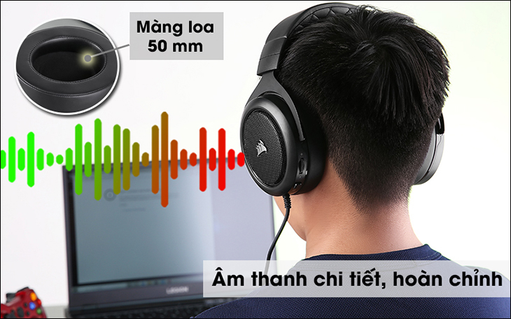 Tai nghe chụp tai Gaming Corsair HS50 PRO Stereo Carbon Đen