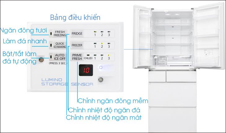 Tủ lạnh Panasonic có bảng điều khiển
