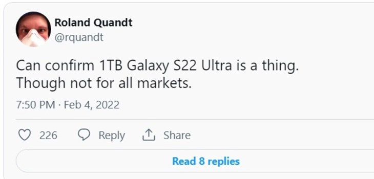 Galaxy S22 Ultra có bản 1TB