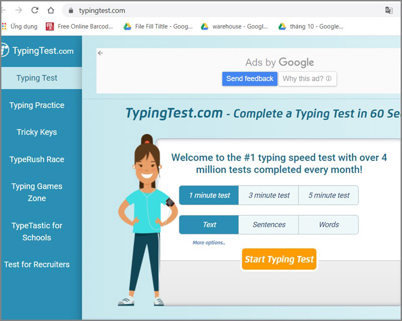 TypingTest: Kiểm tra tốc độ đánh máy trực tuyến