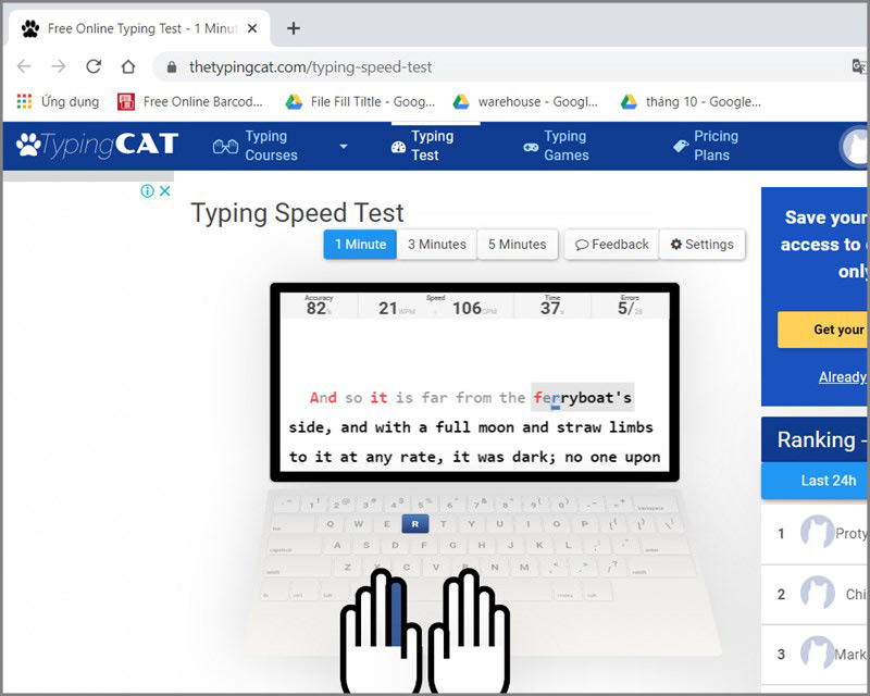 TypingCat: Kiểm tra tốc độ đánh máy tính