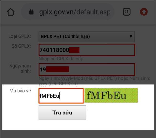 Cách tra cứu giấy phép lái xe trên trang thông tin giấy phép lái xe