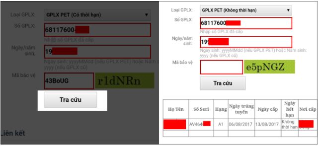 Cách tra cứu giấy phép lái xe trên trang thông tin giấy phép lái xe